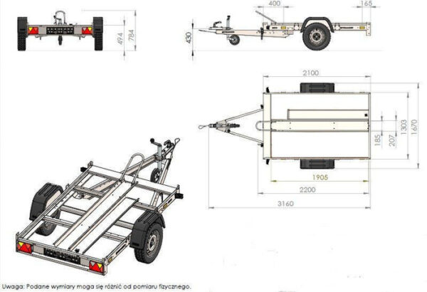 Remorque moto 1 rail unitraler sans plancher – Image 2