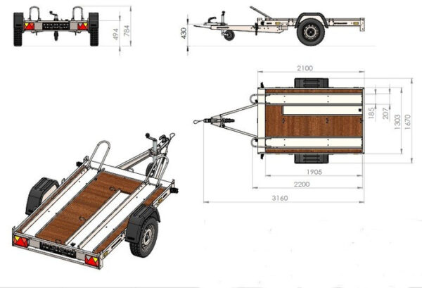 Remorque moto 2 rails UNITRAILER MOTO 2 – Image 2
