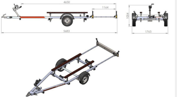 Remorque porte bateau UNITRAILER JET ALU PTAC 750 kg – Image 2
