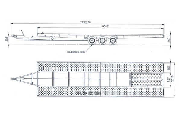 Remorque porte voiture à trois essieux 800X230 UNIPLAT 800/3 S 3500 KG – Image 2